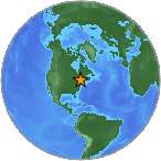 Earthquake location 45.432S, -74.196W