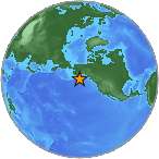 Earthquake location 55.8769S, -148.8337W
