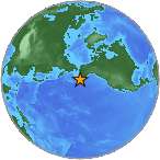 Earthquake location 53.1662S, -166.9297W