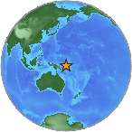 Earthquake location -5.6739S, 153.5883W